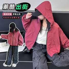 女童外套冲锋衣秋冬2025新款洋气小女孩夹克儿童春秋加厚上衣
