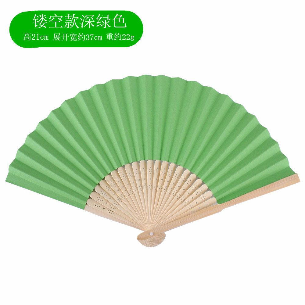 Dark green of hollow folding fan