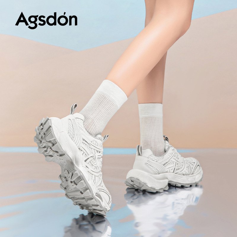Augustion Daddy Shoes Mujer 2025 Nuevo verano de suela gruesa Zapatos casuales pequeños Zapatos deportivos blancos pequeños de malla