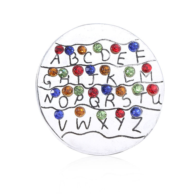 アマゾン越境人気商品 ワイルド・ストリングス 26文字 食人花 ダスティン ハート型 漫画風 ブローチ メタルバッジ