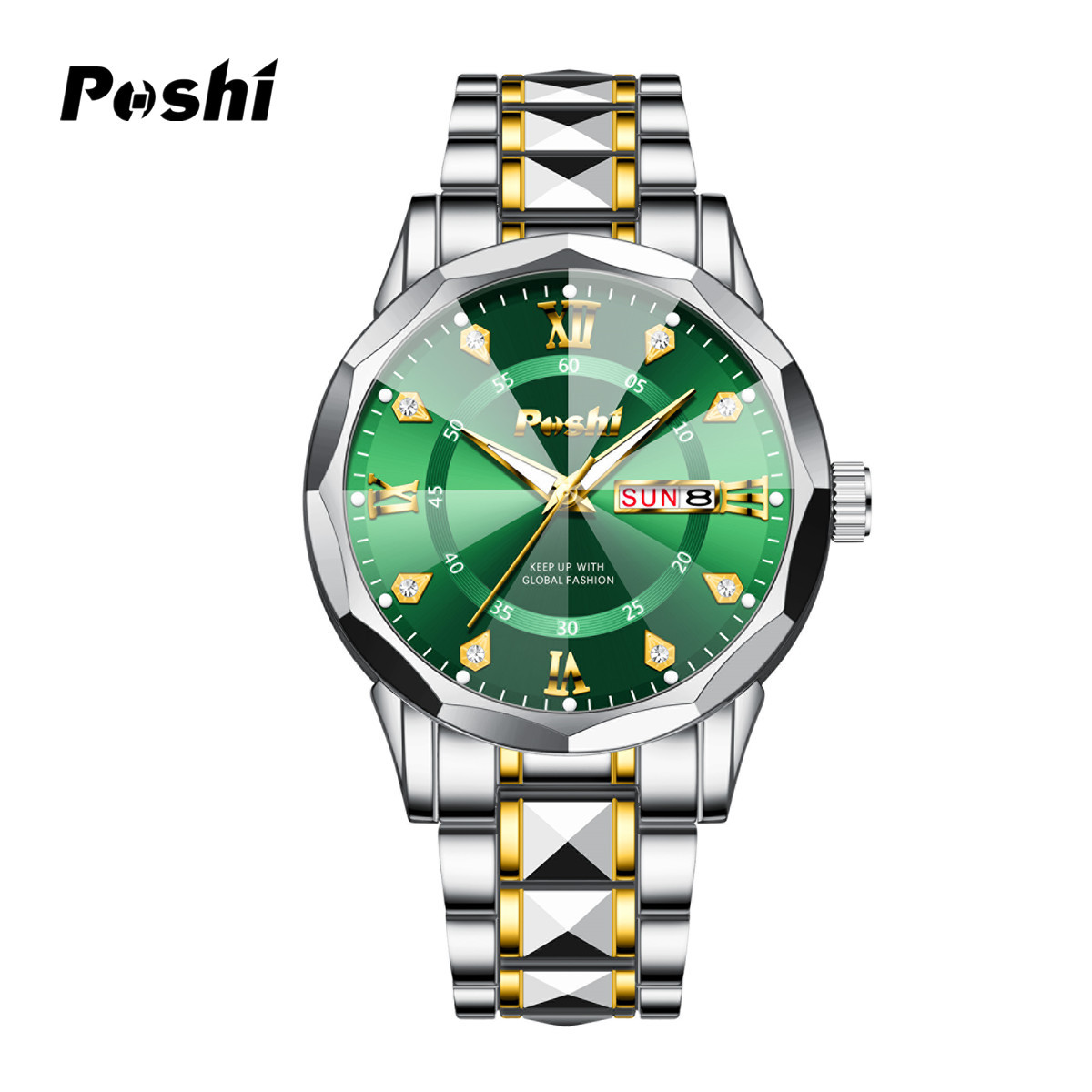 Douyin Live Explosiva Reloj para hombre Impermeable Luminoso Calendario dual Business Gold Watch Reloj de cuarzo para hombre