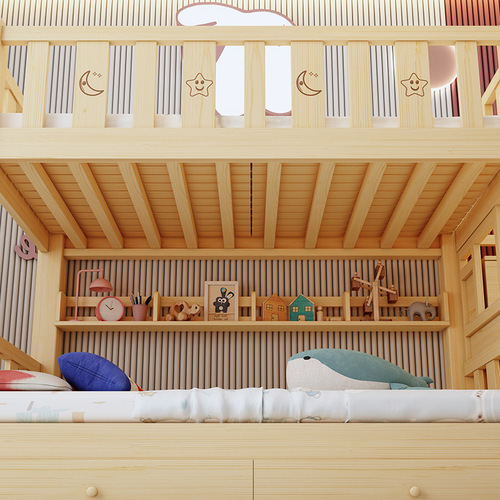 All solid wood bunk bed, bunk bed, children's bed, household high and low bed, double bed, small apartment, two layers for adults