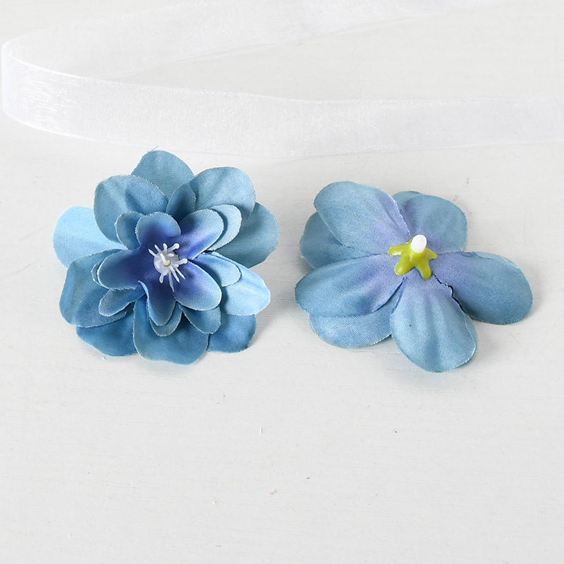 Simulación de flores azules DIY accesorios de cabeza de flores material de boda flor de flor flor flor de flor flor flor de pecho de flor de cabeza pared en el viento