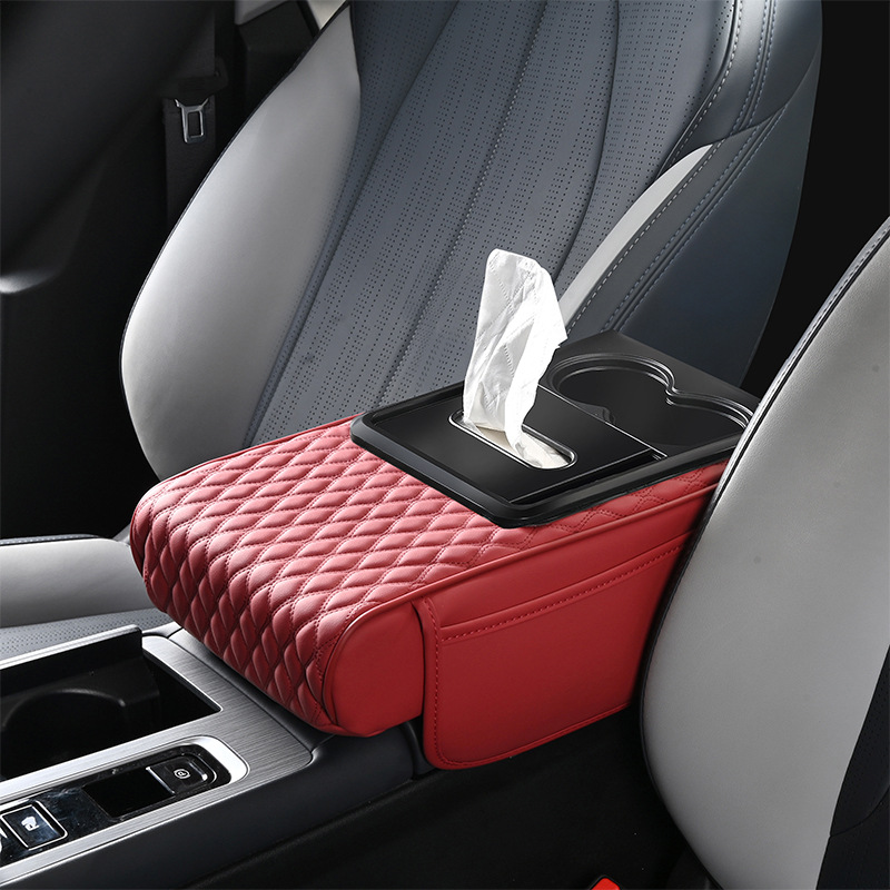 Elbow Support with – Universal Armrest box pad - red-carbon-fiber