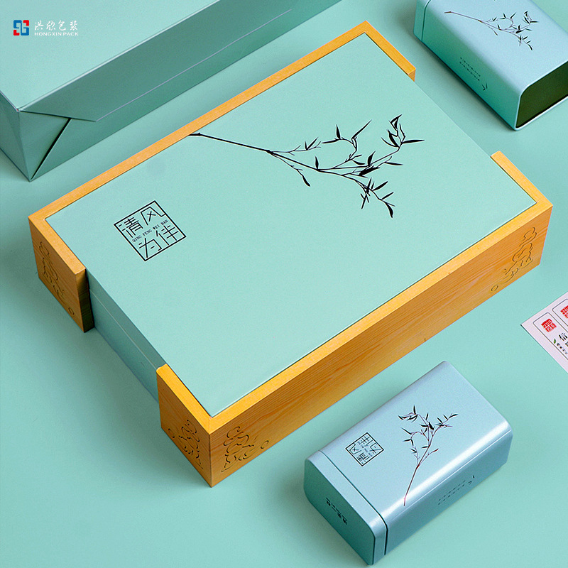 2025年货茶叶礼物包装盒高级感红绿茶普洱大红袍礼盒制作设计新年