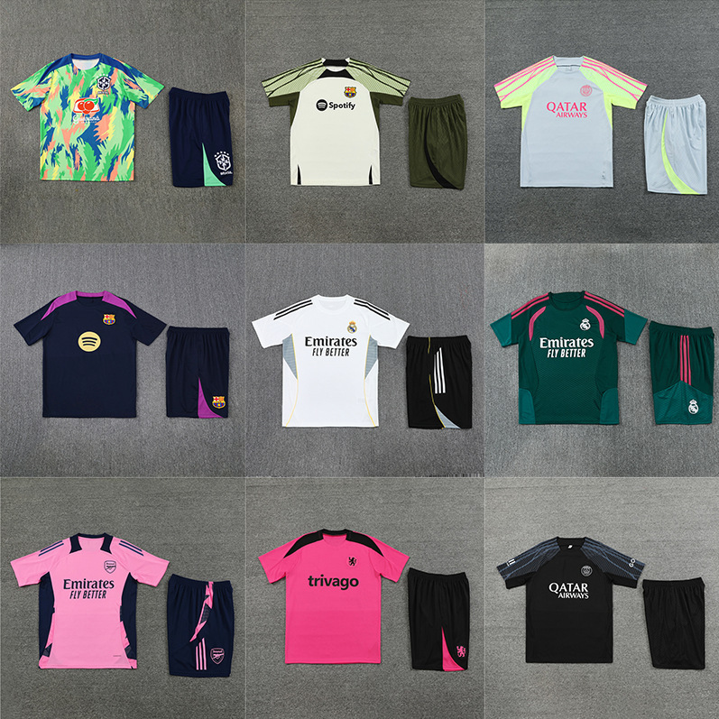 Brazilian Real Madrid, Barcelona, Arsenal, Ajax, Chelsea Summer Short-Sleeved Training Uniform Set for Children and Adults Brazilian Real Madrid, Barcelona, Arsenal, Ajax, Chelsea Summer Short-Sleeved Training Uniform Set for Children and Adults