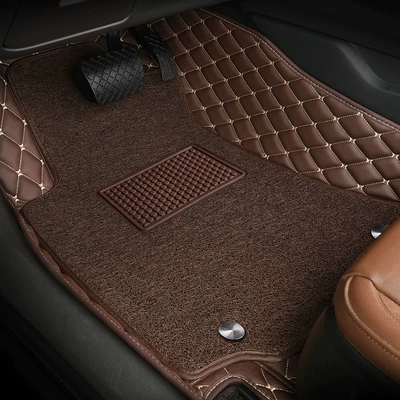 Floor Mats for the Main Driver's: Universal Foot Pad - main-driver-double-layer-browncoffee-silk-ring