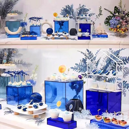 Dessert table acrylic wave pattern display rack high-end wedding banquet cold meal cake pastries tea break table setting decoration