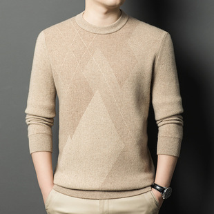 Autumn and Winter Thickened Cashmere Sweater Men's Warm Sweater Middle-aged and Elderly Round Neck High-end 100 Pure Cashmere Knitted Sweater