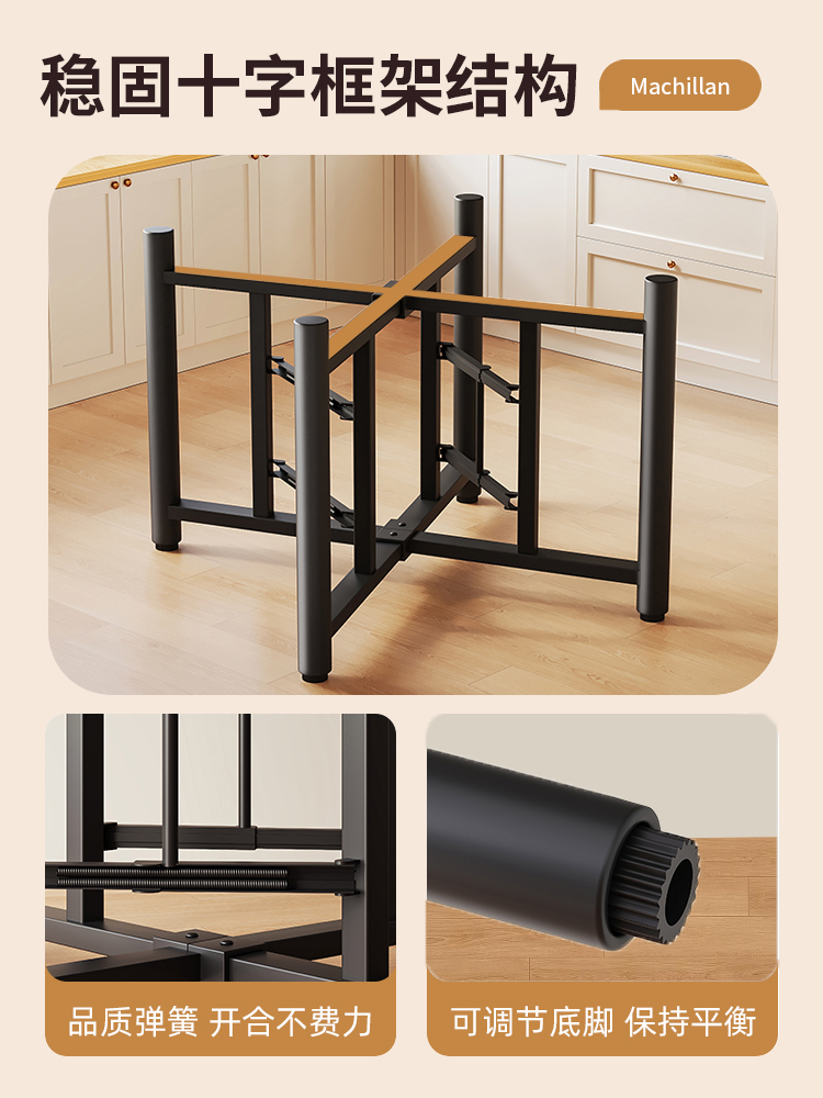 ♔ Solid Wood Dining Table, Round Large Table for Home Use, Suitable for Small Apartments, Dining Table with Rotating Tray, Round Tabletop, Foldable