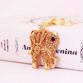 金色大象水钻动物合金钥匙扣配饰挂件钥匙链送女友包扣包挂扣1328