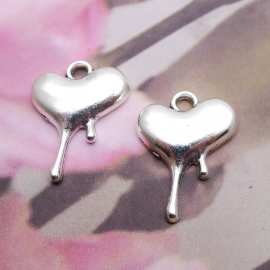 LY1209  15*24mm合金古银色爱心点滴吊挂件饰品配件150个/包1.3克