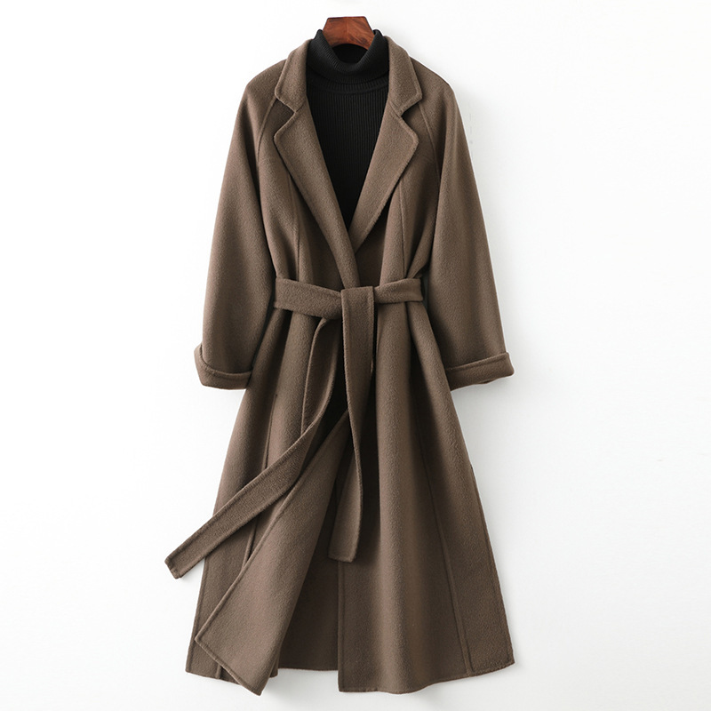 Double-Sided Cashmere Outwear Women's Mid-Length Over-The-Knee Loose Large Size Lazy Style Woolen Outwear 2025 Autumn and Winter New Style