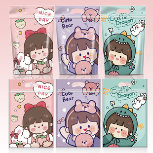 Snowflake Crispy Packaging Bag Cartoon Ziplock Bag Biscuit Food Stand up Bag Candy Bag Zipper Seal Sealed Bag Wholesale