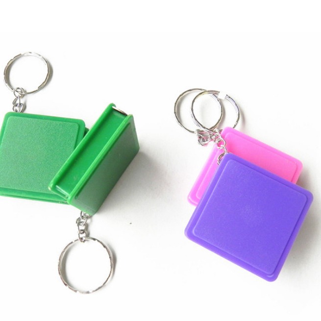 便捷式迷你1M卷尺钥匙扣 1米卷尺 塑料小卷尺 小挂件方形小卷尺