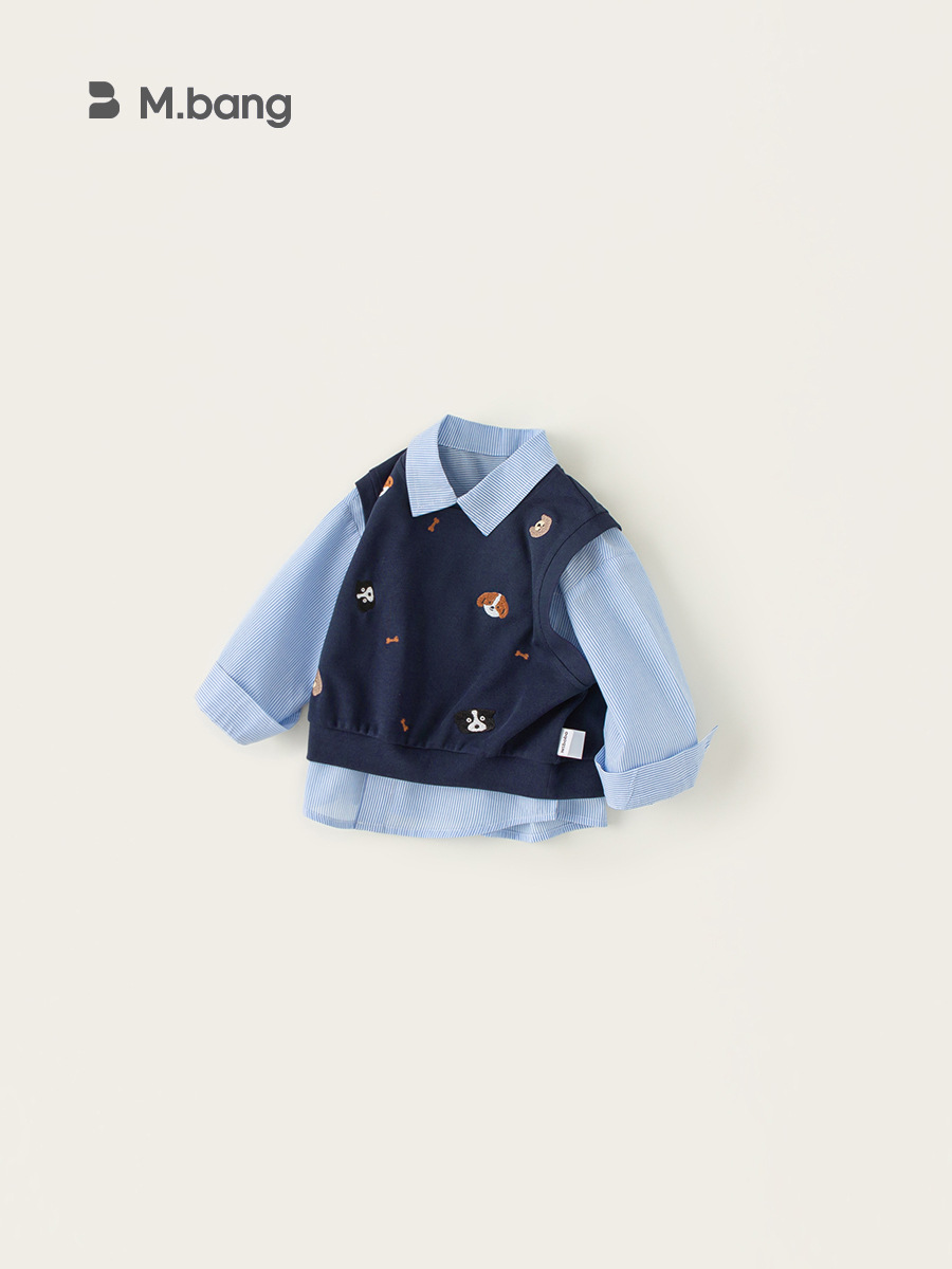 Youbao ropa para niños tops de primavera para niños chaleco de punto traje de primavera para niños camisa a rayas traje de dos piezas de moda