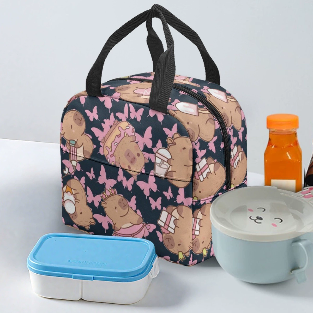 Сумка-бенто с рисунком Jit, цельная ручная офисная сумка для обеда с принтом морской свинки, женская сумка для туалетных принадлежностей большой вместимости