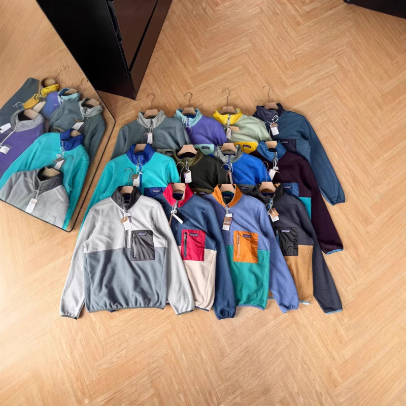 Cross-Border Foreign Trade E-Commerce Pata Couple's Style 26S Twelve-Color Matching Color-Blocked Fleece Half-Zip Pullover Cross-Border Foreign Trade E-Commerce Pata Couple's Style 26S Twelve-Color Matching Color-Blocked Fleece Half-Zip Pullover