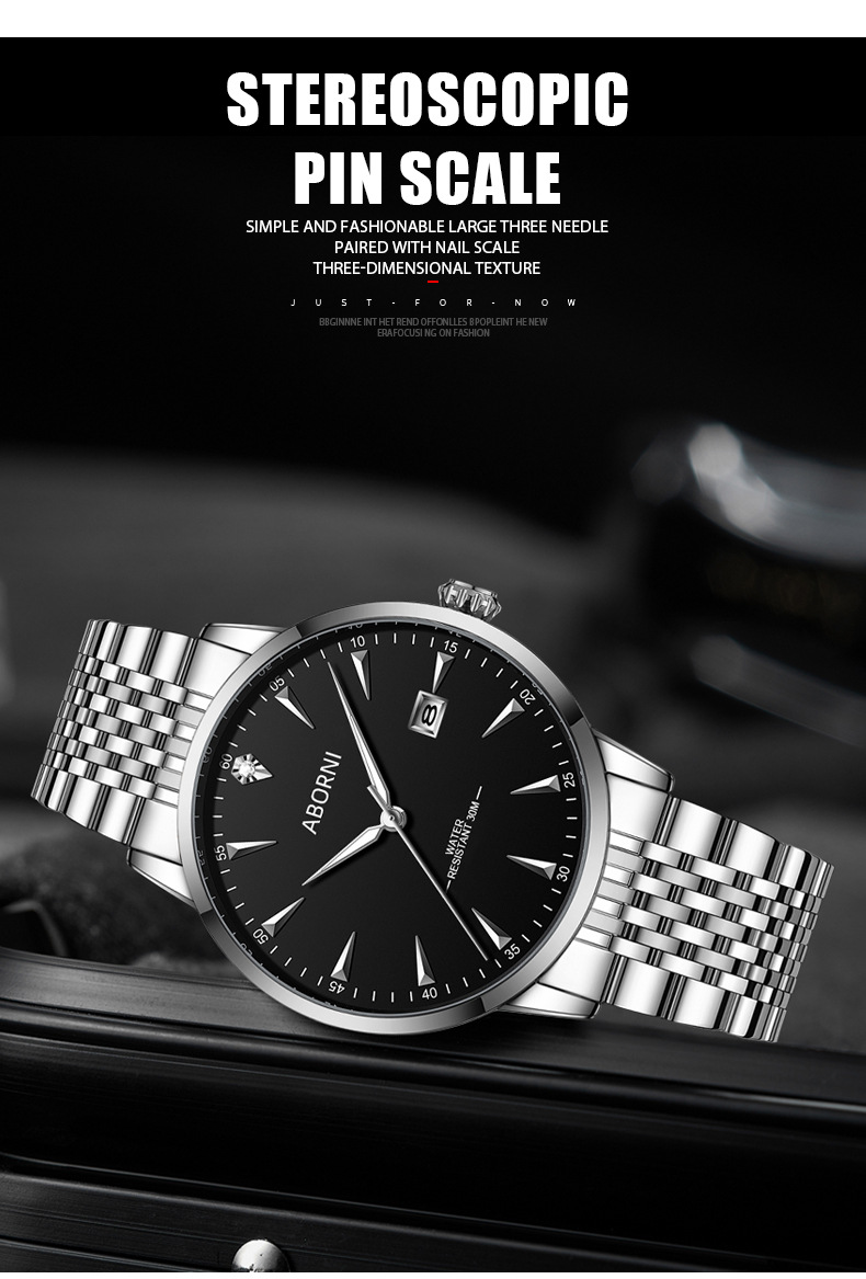 Asia Platini High end Quartz Waterproof Business Solid Steel Band Men's Watch_voghion.com