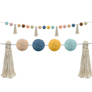 ��ɫ���K�ڒ첨���ׁ�Pom-Poms�b�ͯ�����Ɍ�Tassels Garland