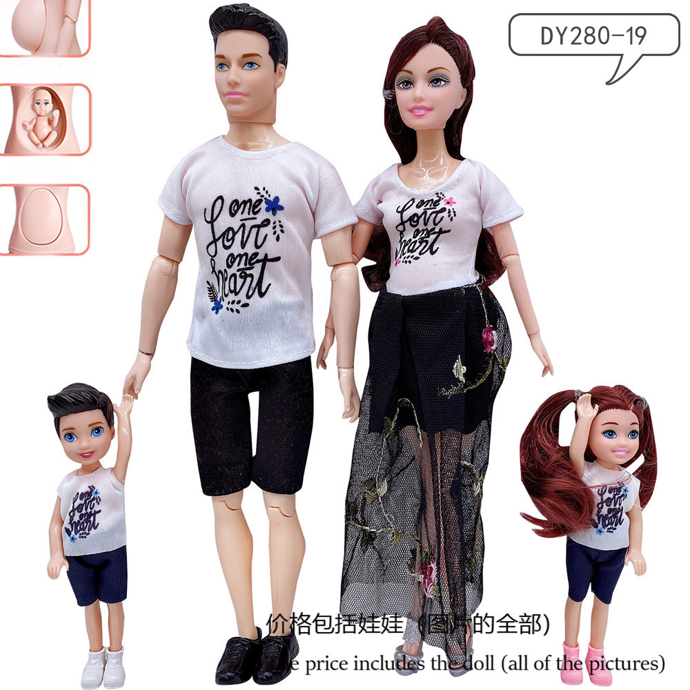 Bobby Doll Pregnant Big Belly Family of 4 Doll Big Belly Pregnant Woman Carriage Play Home Girl Toy