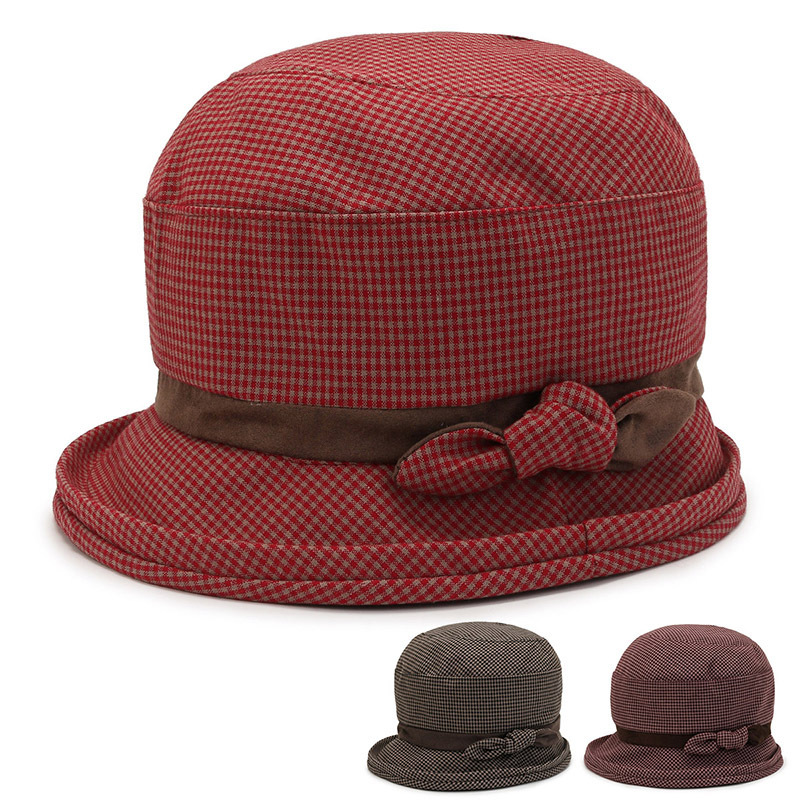 Spring and Autumn Women's Hat Korean Fashion Plaid Roll Along Stereotype Basin Hat Roll Along Elegant Fashion Hat Bowler Hat Cloth Hat Spring and Autumn Women's Hat Korean Fashion Plaid Roll Along Stereotype Basin Hat Roll Along Elegant Fashion Hat Bowler Hat Cloth Hat