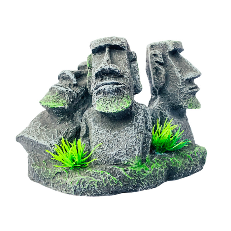 Nuevos adornos de pecera, estatuas de piedra retro, paisajismo de resina, decoración de jardinería, regalos creativos de artesanía de la isla de Pascua