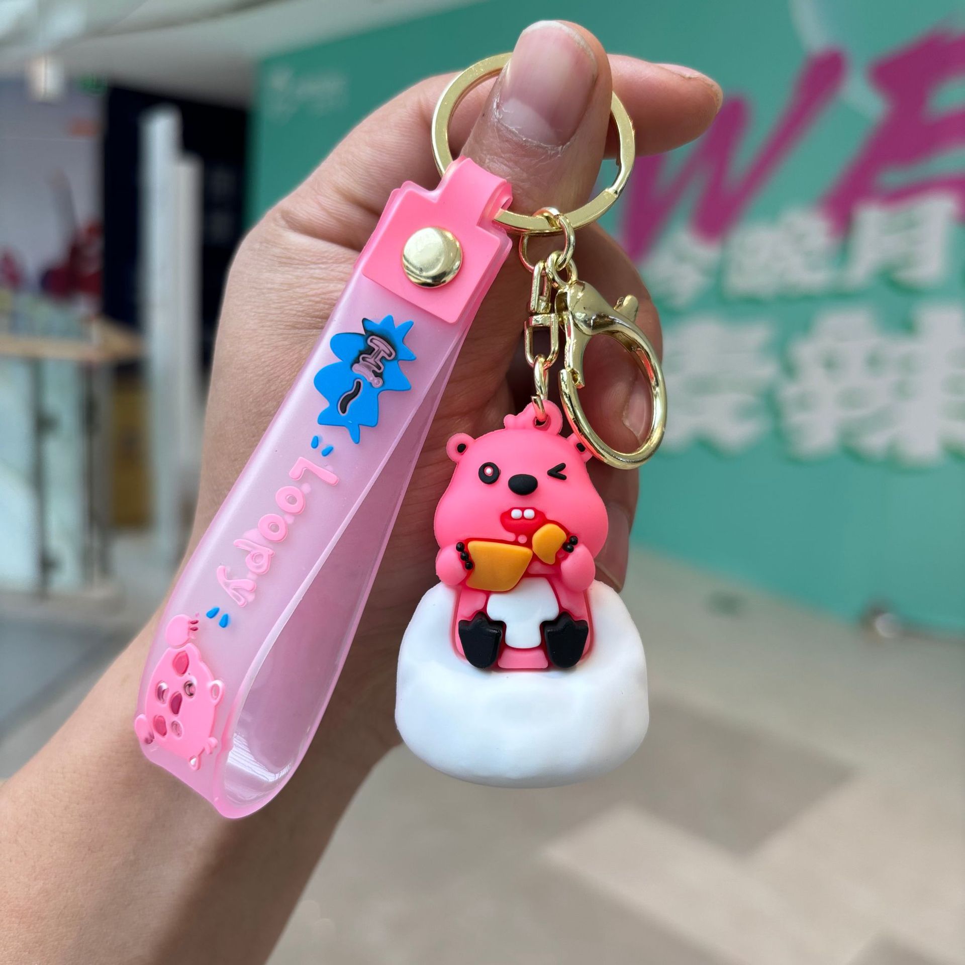 Caricatura pequeño castor llavero colgante bolsos de automóvil llavero muñeca llavero pequeño regalo al por mayor