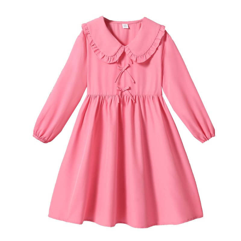 Vestido de niña Ropa para niños transfronteriza 2025 otoño nueva moda lazo dulce cuello de muñeca vestido de princesa de manga larga image 5