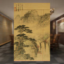 【山水】印花图案中式山水国画竹卷帘书房隔断玄关竹窗帘卷帘竹帘