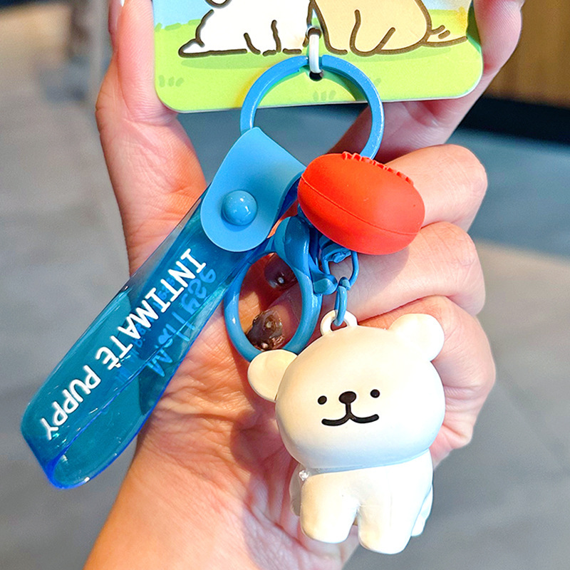 정품 라인 강아지 앉아있는 흰색