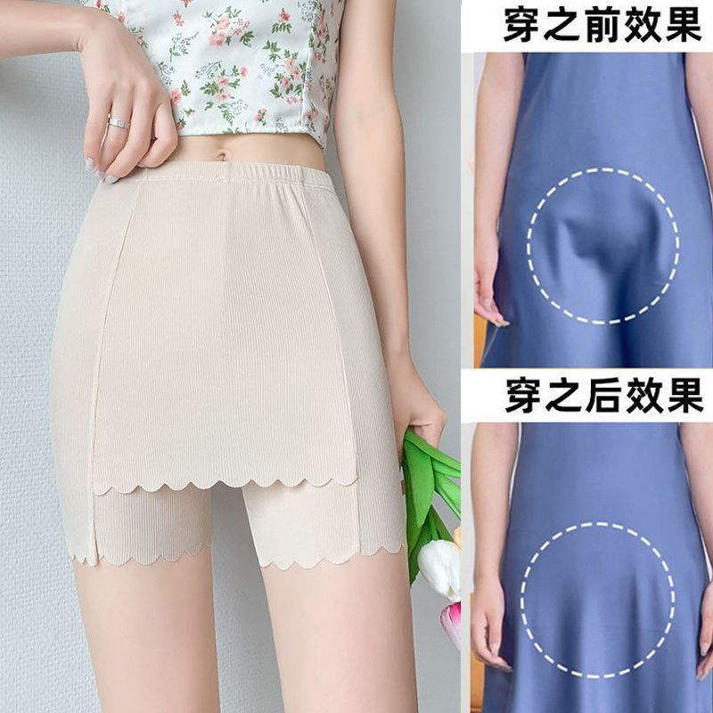 Factory direct ice silk safety pants anti-light double crotch triangle area women's summer thin non-curling leggings