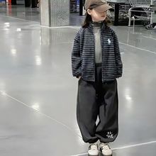 【600克加绒加厚2025冬季新款小马上衣加绒加厚韩版条纹儿童外套