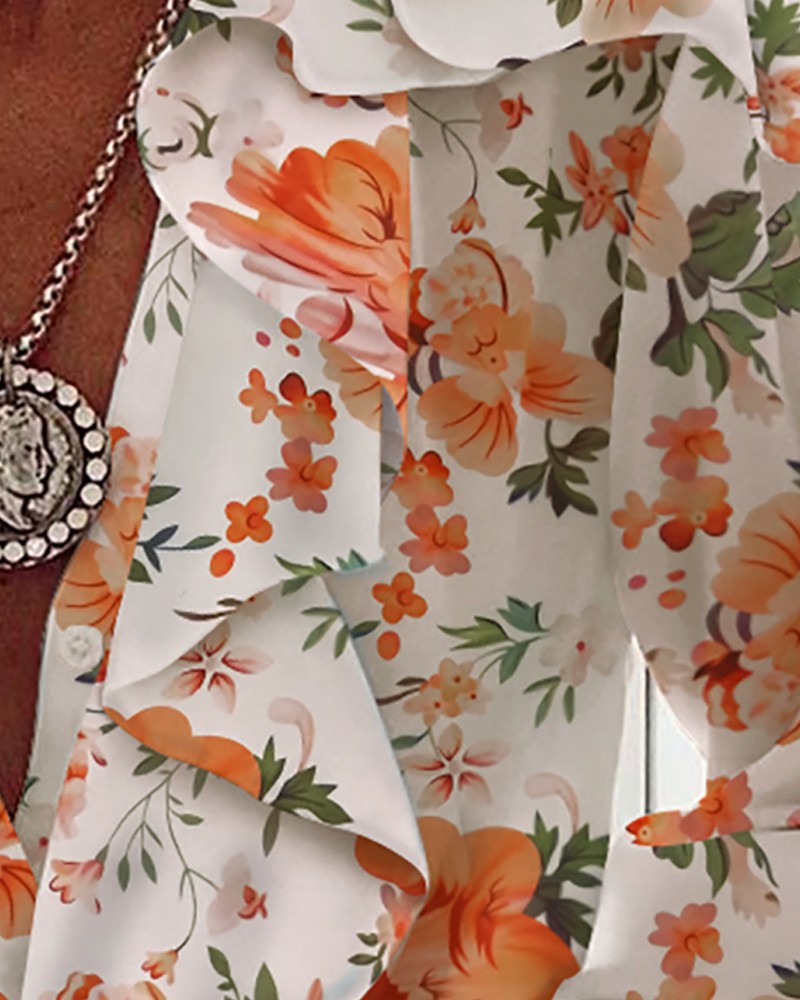 238g Weight Long Sleeve Sleeve Length Regular Sleeve Sleeve Type Chiffon Fabric Type Regular Top Length Blouse Tops Type Daily Occasion V Neck Neckline Loose Fit Type Printing, Butterfly Pattern Summer, Spring, Autumn Season Women's Gender Elegant Style Wholesale Women's Elegant Printing Butterfly Long Sleeve Blouses 21