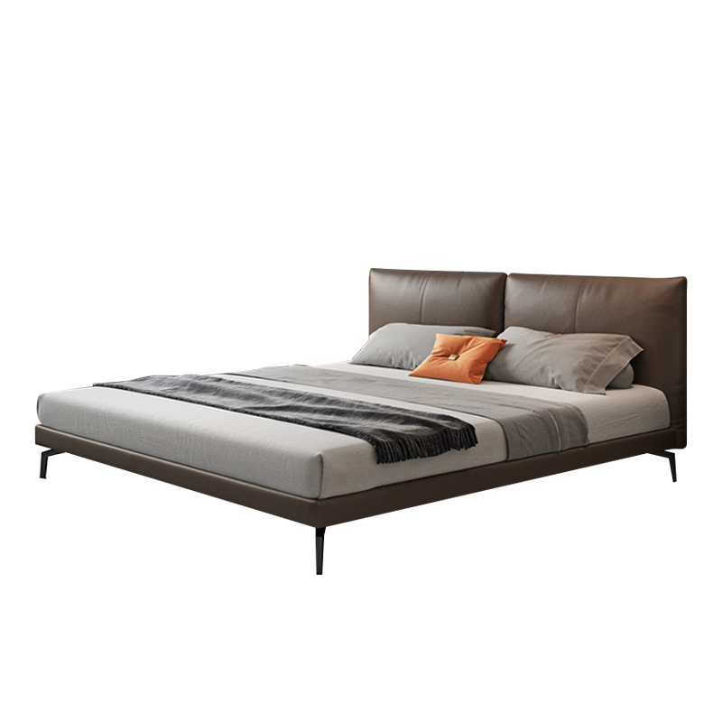Cama de cuero Real Simple moderna cama doble 1,8 m Cama grande dormitorio principal cama de boda italiano cama de cuero real de lujo ligero venta directa de fábrica