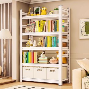Steel Bookshelf Floor-Standing Storage Rack Household Iron Children's Book Storage Rack Living Room Wall Multi-Layer Storage Bookshelf