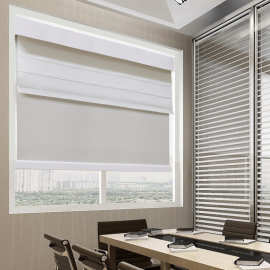 自由调光卷拉式日夜帘书房双重遮光卷帘酒店工程办公室双层卷窗帘