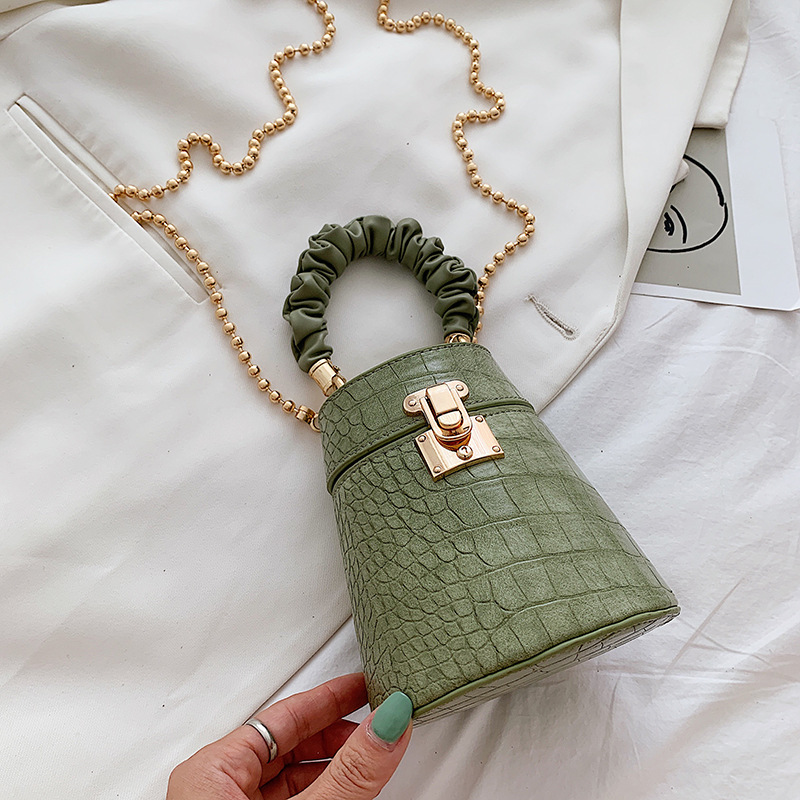 2026 Chain Crossbody Bag for Women, Korean Style Fashion Handbag, Crocodile Pattern Bucket Bag, Solid Color Casual Bag 2026 Chain Crossbody Bag for Women, Korean Style Fashion Handbag, Crocodile Pattern Bucket Bag, Solid Color Casual Bag