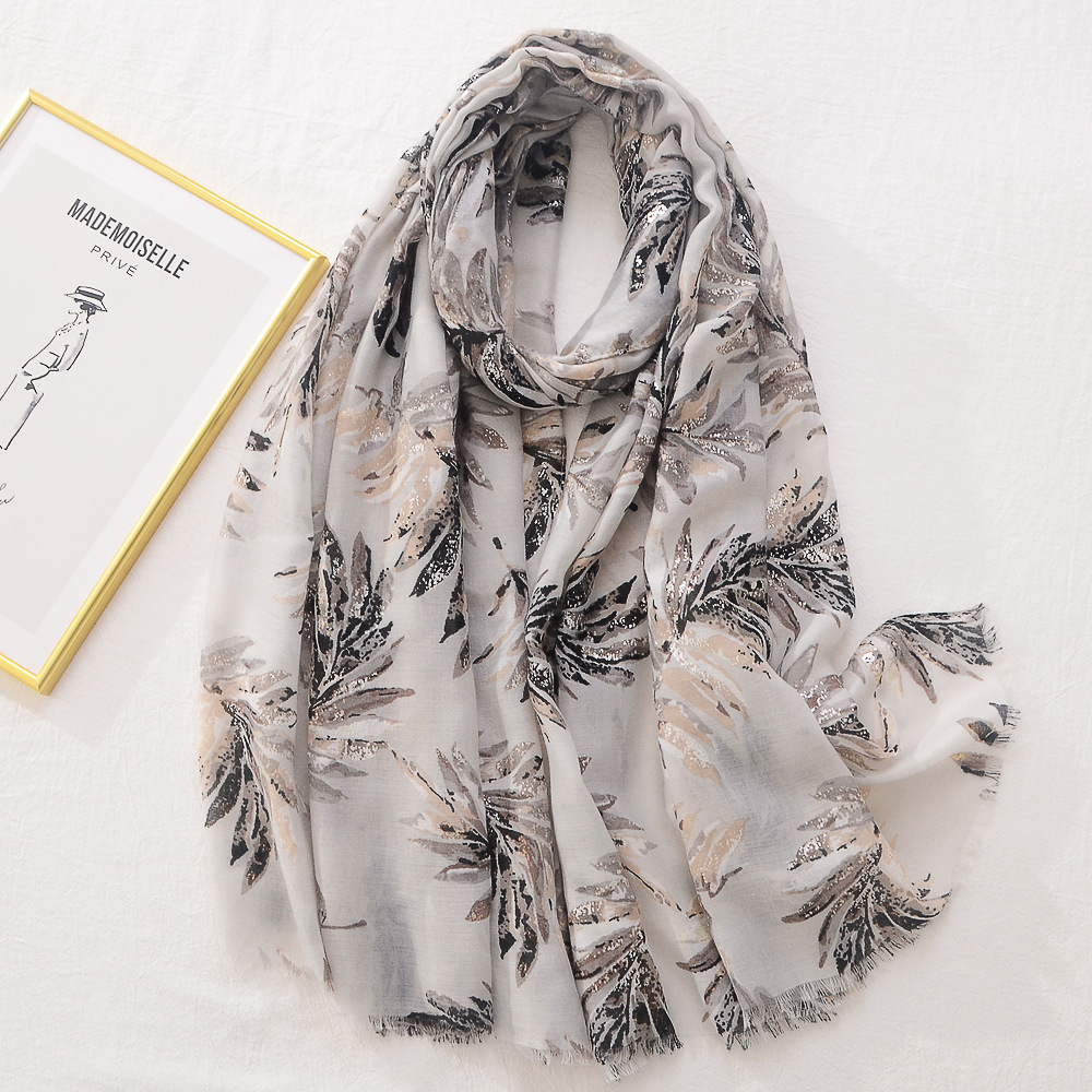 Women's Fashion Plant Polyester Satin Cotton Printing Cotton Linen Scarves display picture 34