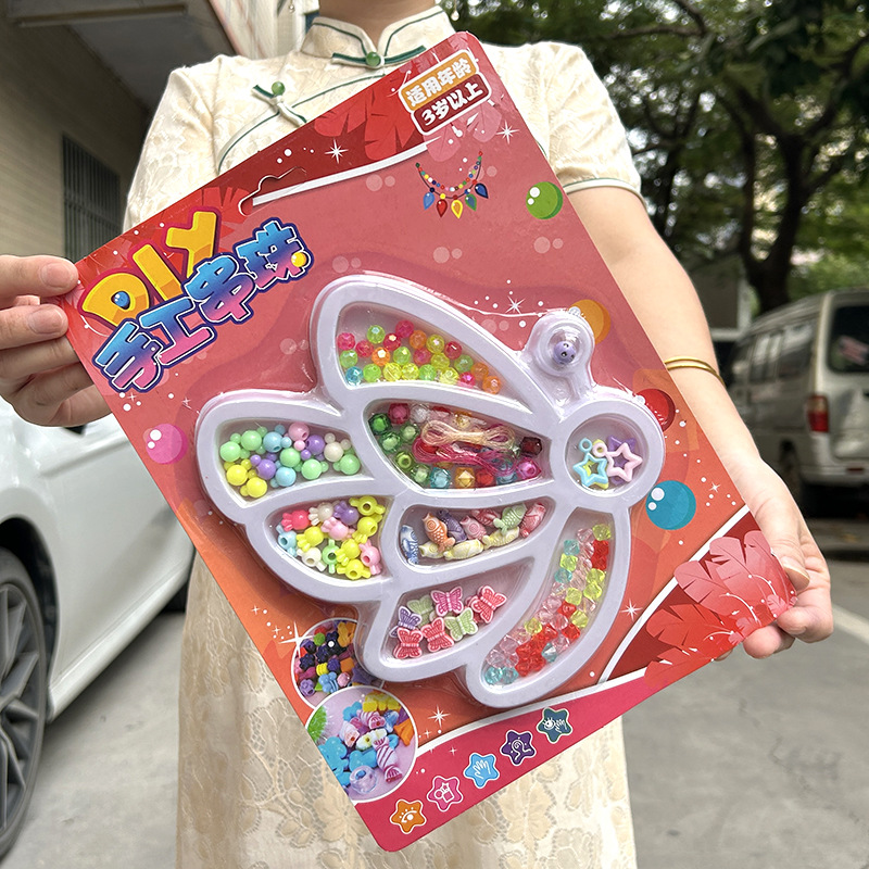 Niñas con cuentas play house juguetes niños DIY pulsera cuerda joyería juguetes kindergarten regalo juguetes
