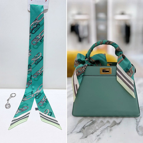 Long strip small silk scarf tied tote bag silk scarf holder wrapped bag ribbon shopping bag bag strap twill handle hair tie