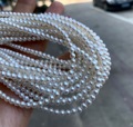 高亮泽baby淡水珍珠项链3.8-4毫米纯银延长链米微微瑕近圆非贝珠