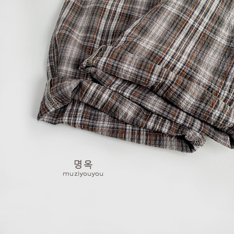 Ropa para niños mono personalizado para niños 2025 primavera y verano nuevo estilo para hombres y mujeres bebé mono delgado a cuadros pantalones para niños