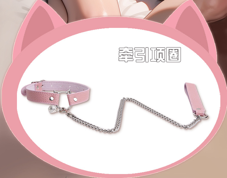 SM Sweetheart Cat Five-Piece Bondage Set with Metal and Leather Restraints in Pink — detail image 22