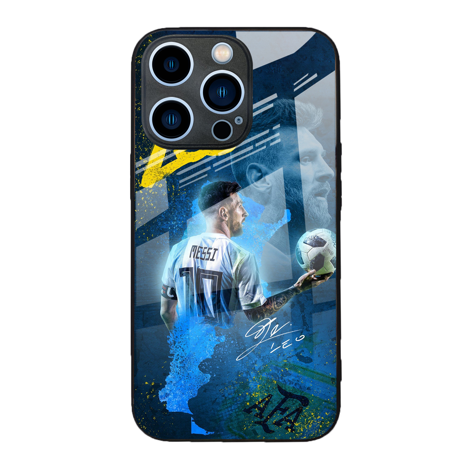 Funda de teléfono de cristal para iPhone 17 Pro Max con diseño de Messi de la Copa Mundial, para fanáticos del fútbol, compatible con iPhone 16 Pro y 13, antihuellas.