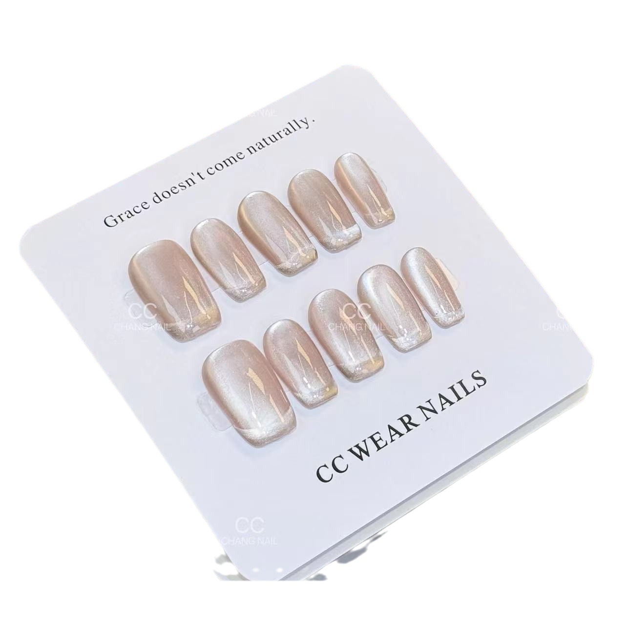 Tabletas de uñas desmontables, gelatina de té oolong, ojos de gato hechos a mano cortos, lindo, color sólido, premium