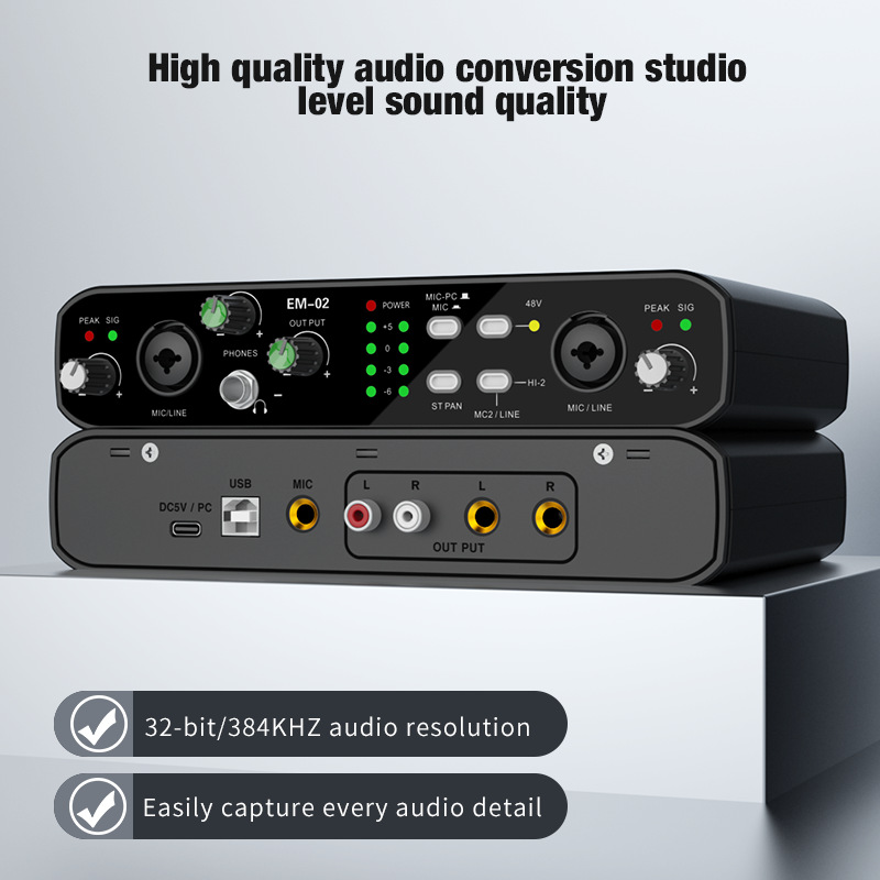 Tarjeta de Sonido USB Externa Profesional Sin Controlador para Transmisión en Vivo y Grabación