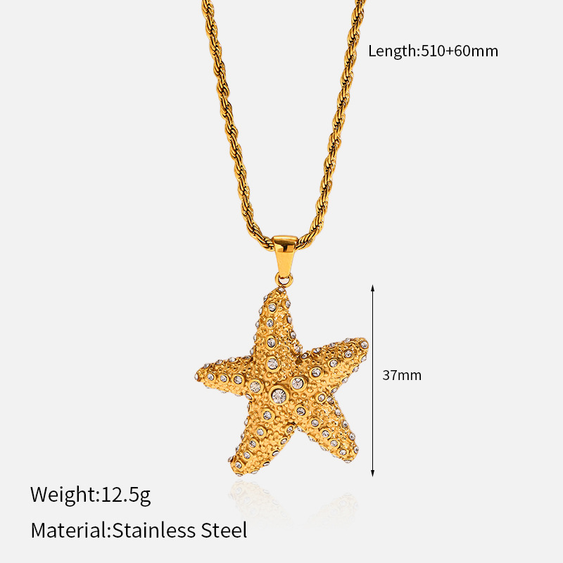 11g Weight Lobster Trigger Clasp Closure Clasp Closure Type 304 Stainless Steel Pendant Material Pendant Necklace Classification 304 Stainless Steel Chain Material Singapore chain, cable chain, Twisted Rope Chain Chain Type 1 Piece Quantity Casual, Daily Occasion 304 Stainless Steel Material Starfish, Heart Shape, Octopus Pattern All Seasons Season Women's Gender Plating Design Elegant, Vintage Style Style Wholesale Jewelry Elegant Vintage Style Starfish Heart Shape Octopus 304 Stainless Steel Plating Singapore Chain Cable Chain Twisted Rope Chain Pendant Necklace 无