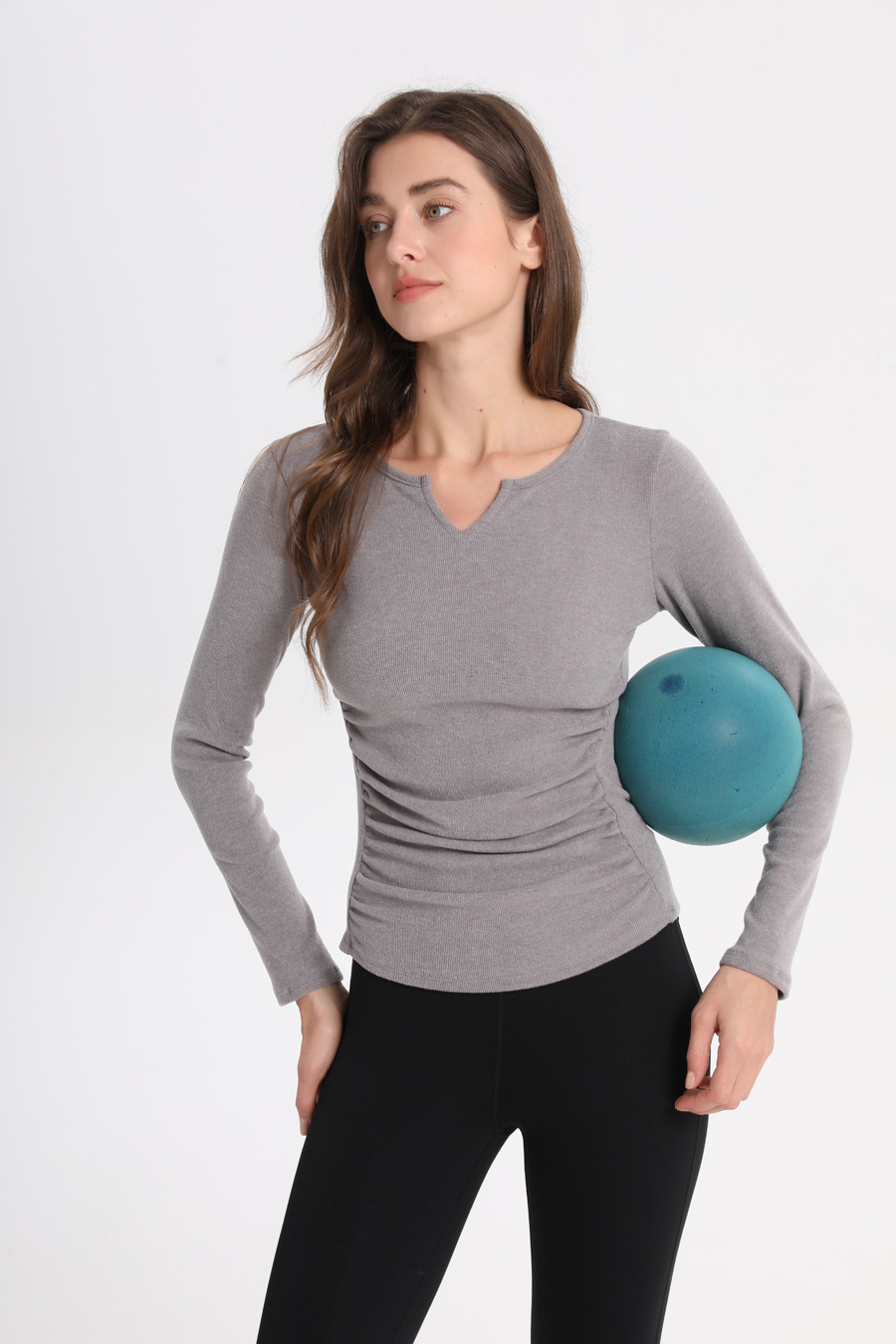 Långärmad yoga tröja för dam sportig och elastisk_voghion.com