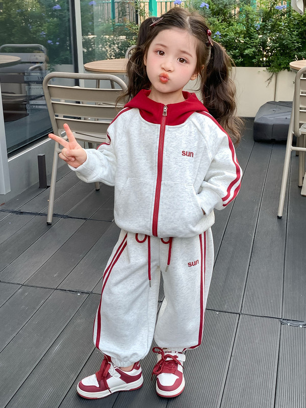 女童卫衣套装春秋季2025新款小女孩宝宝秋款运动开学穿搭儿童秋装|undefined